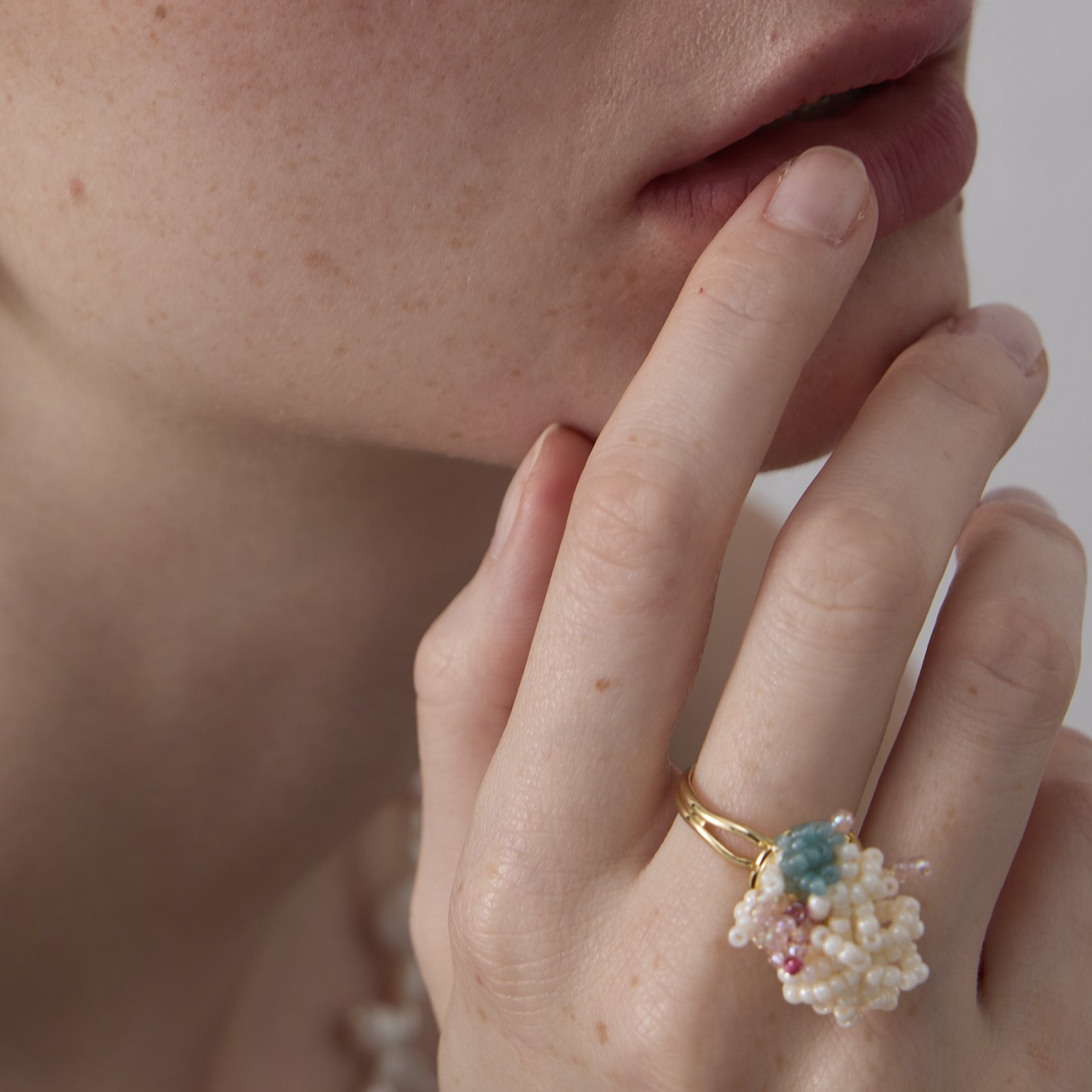 Floral 3D Beaded Ring - Blooming Beauty