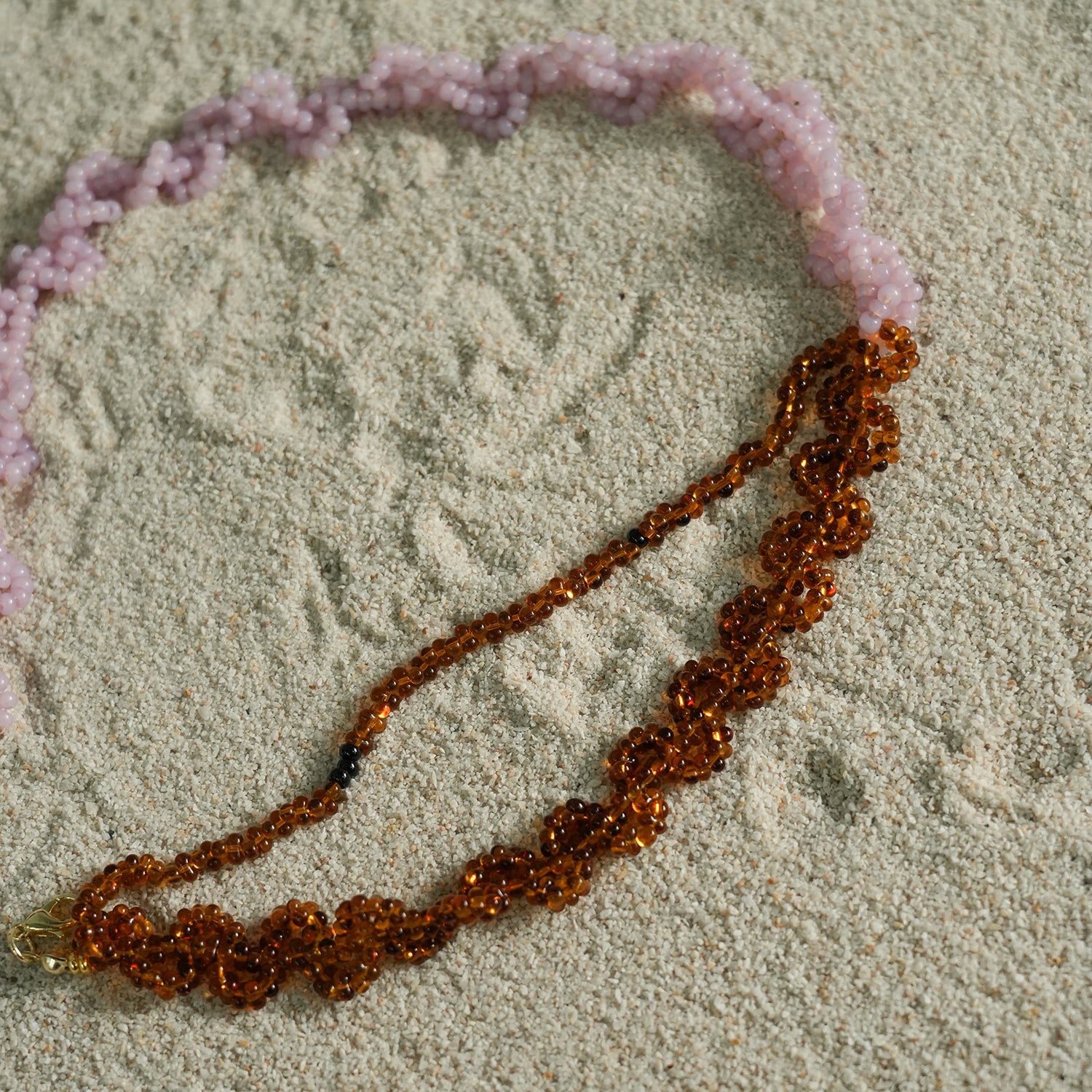 Amber Eyes Handmade Beaded Pink Matching Amber Heavy Industry Complex Women Necklace