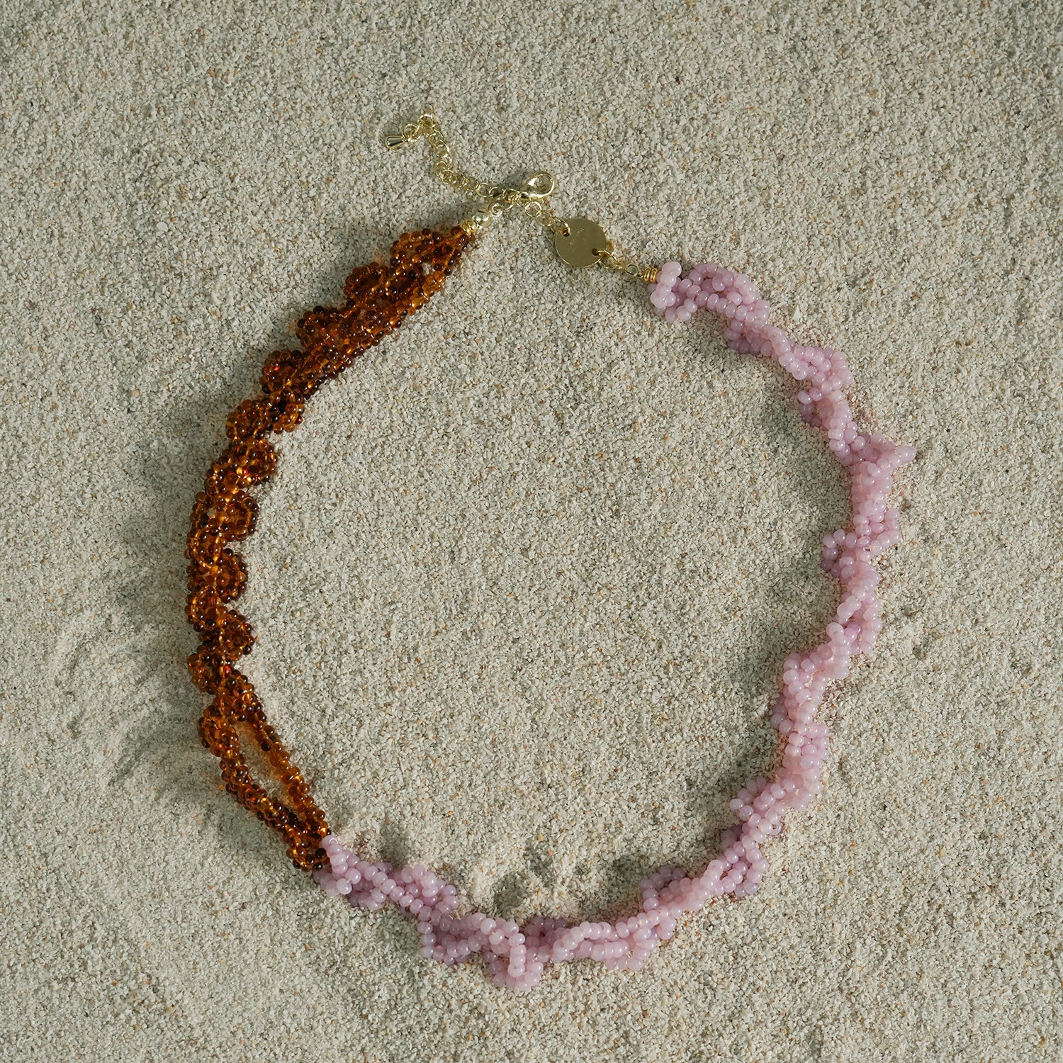 Amber Eyes Handmade Beaded Pink Matching Amber Heavy Industry Complex Women Necklace