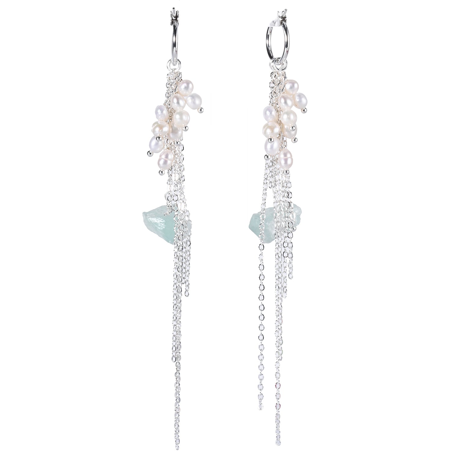 Crystal with Freshwater Pearl 14k Gold Plated 925 Silver Earrings
