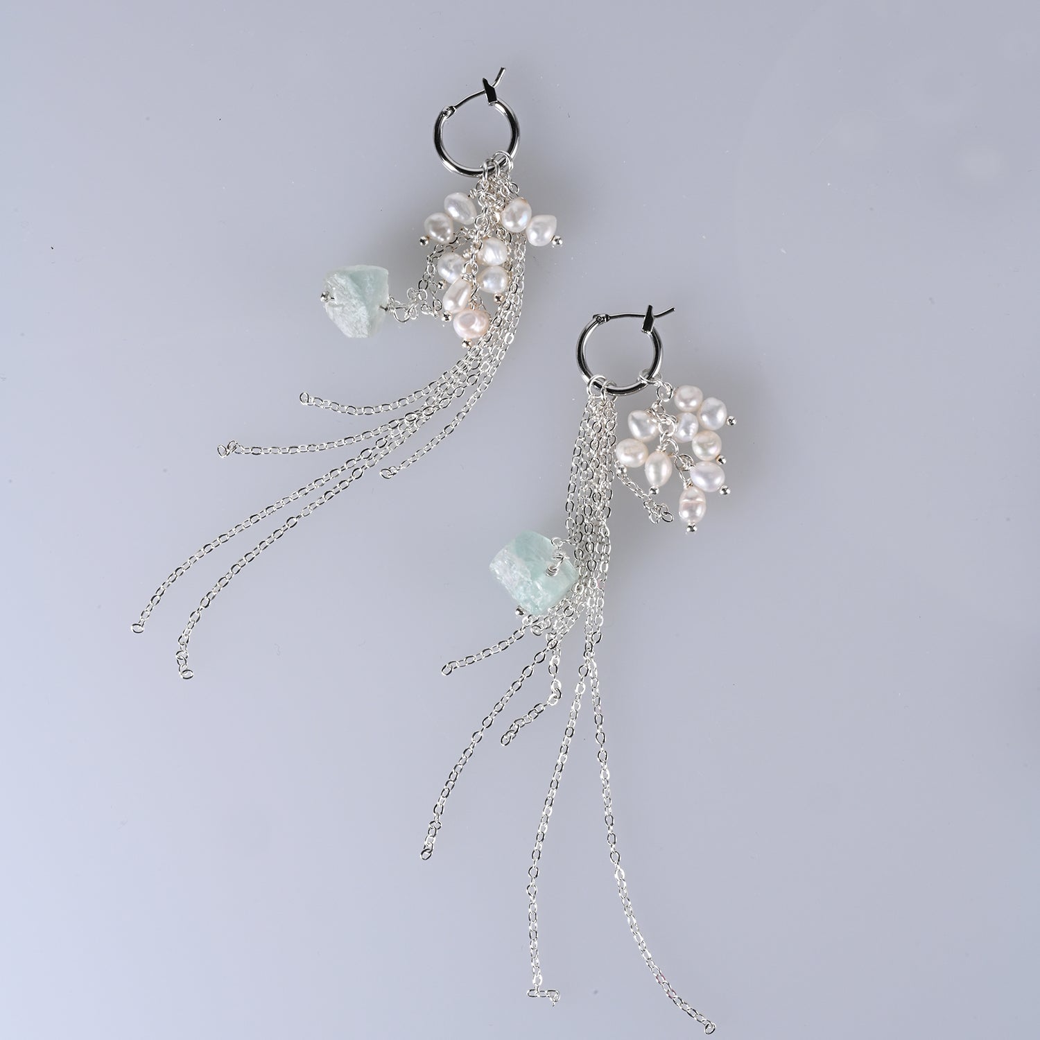 Crystal with Freshwater Pearl 14k Gold Plated 925 Silver Earrings