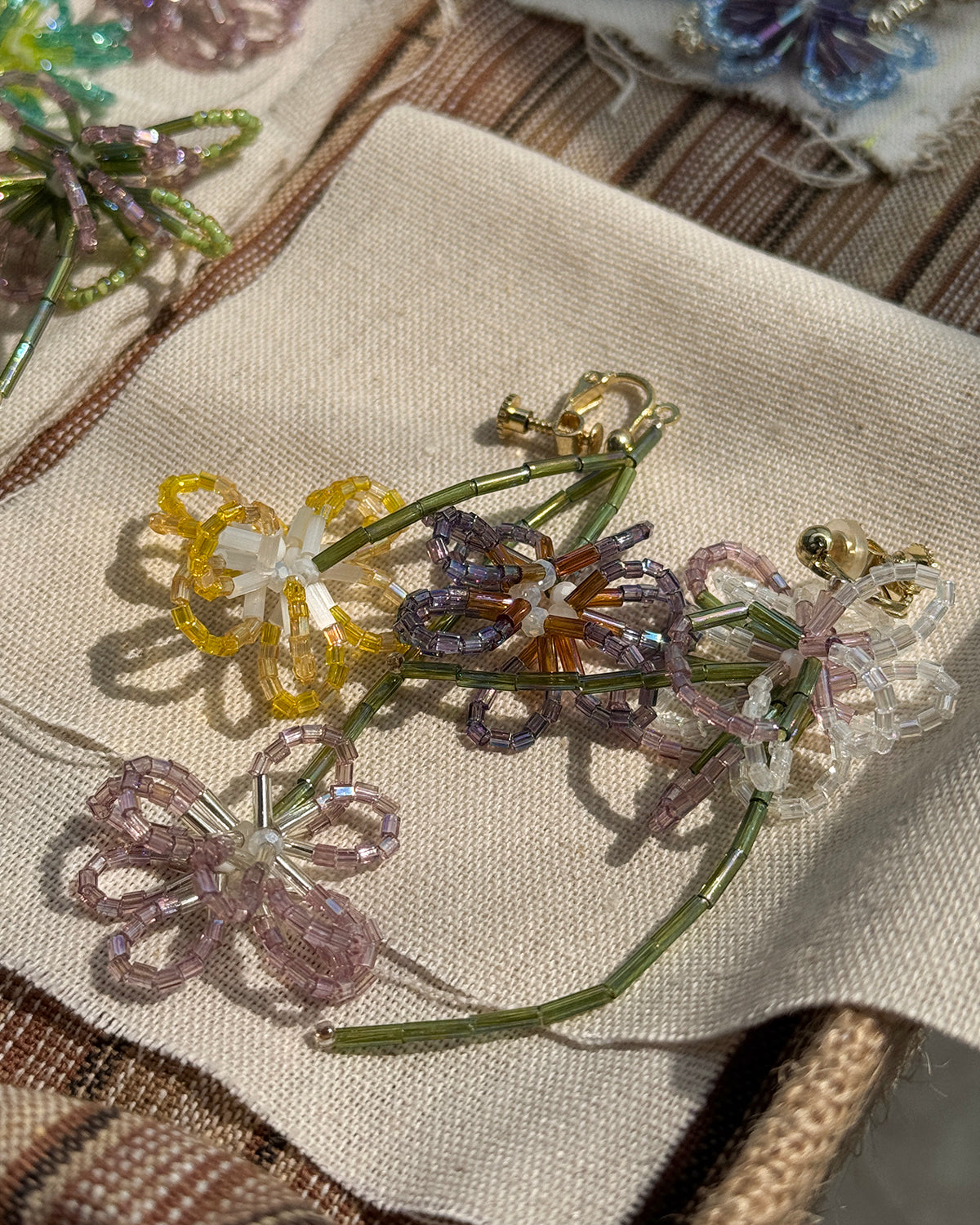 Beaded Butterfly Bush 925 Silver Handmade Earring, Charms Classic Nature Gift for Women 14k gold