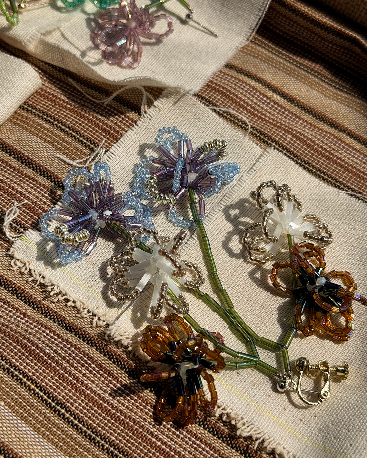 Beaded Butterfly Bush 925 Silver Handmade Earring, Charms Classic Nature Gift for Women 14k gold