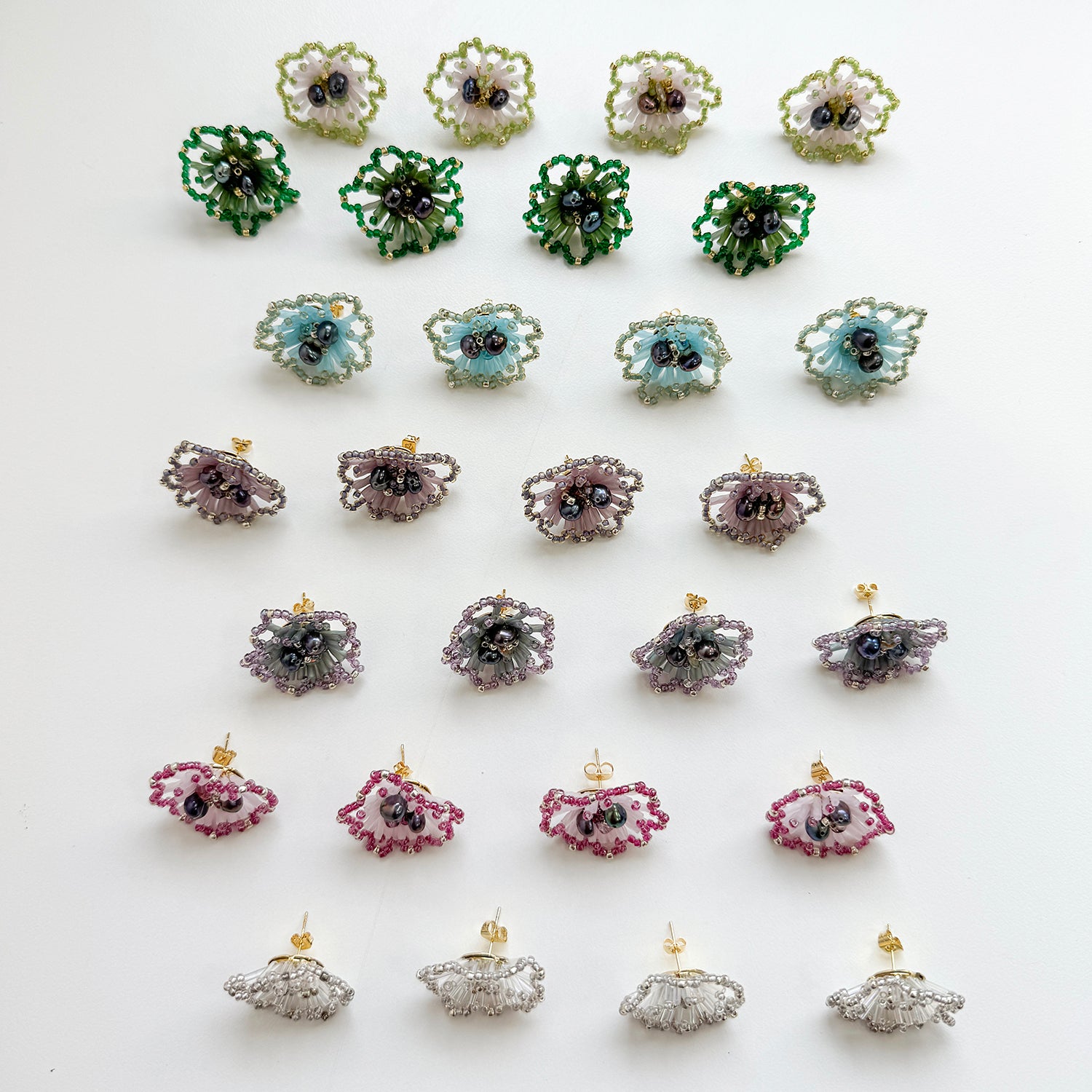 Beaded Larkspur Shaped Earrings 14K Gold 925 Silver Handmade Earring, “Flowers” for Women, The Gift That Never Fades.