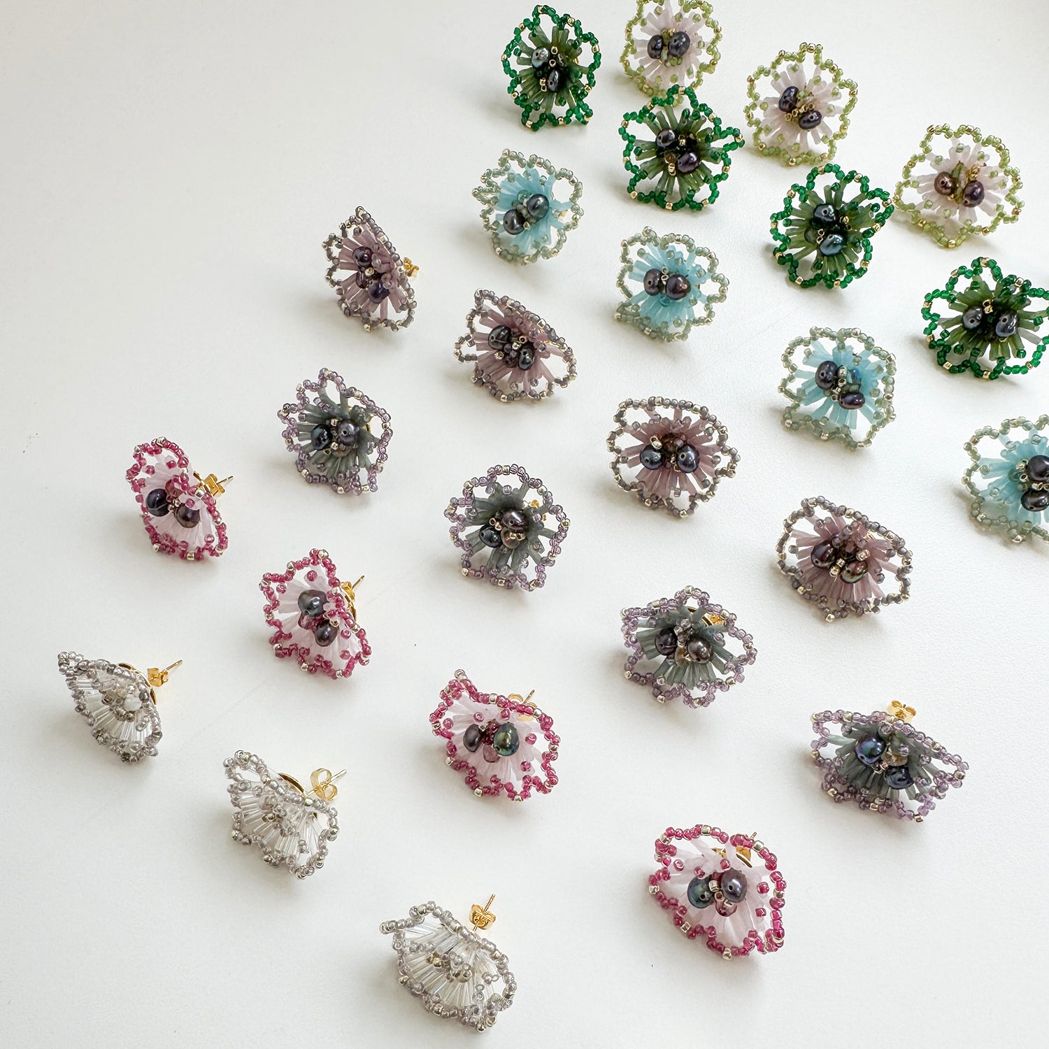 Beaded Larkspur Shaped Earrings 14K Gold 925 Silver Handmade Earring, “Flowers” for Women, The Gift That Never Fades.
