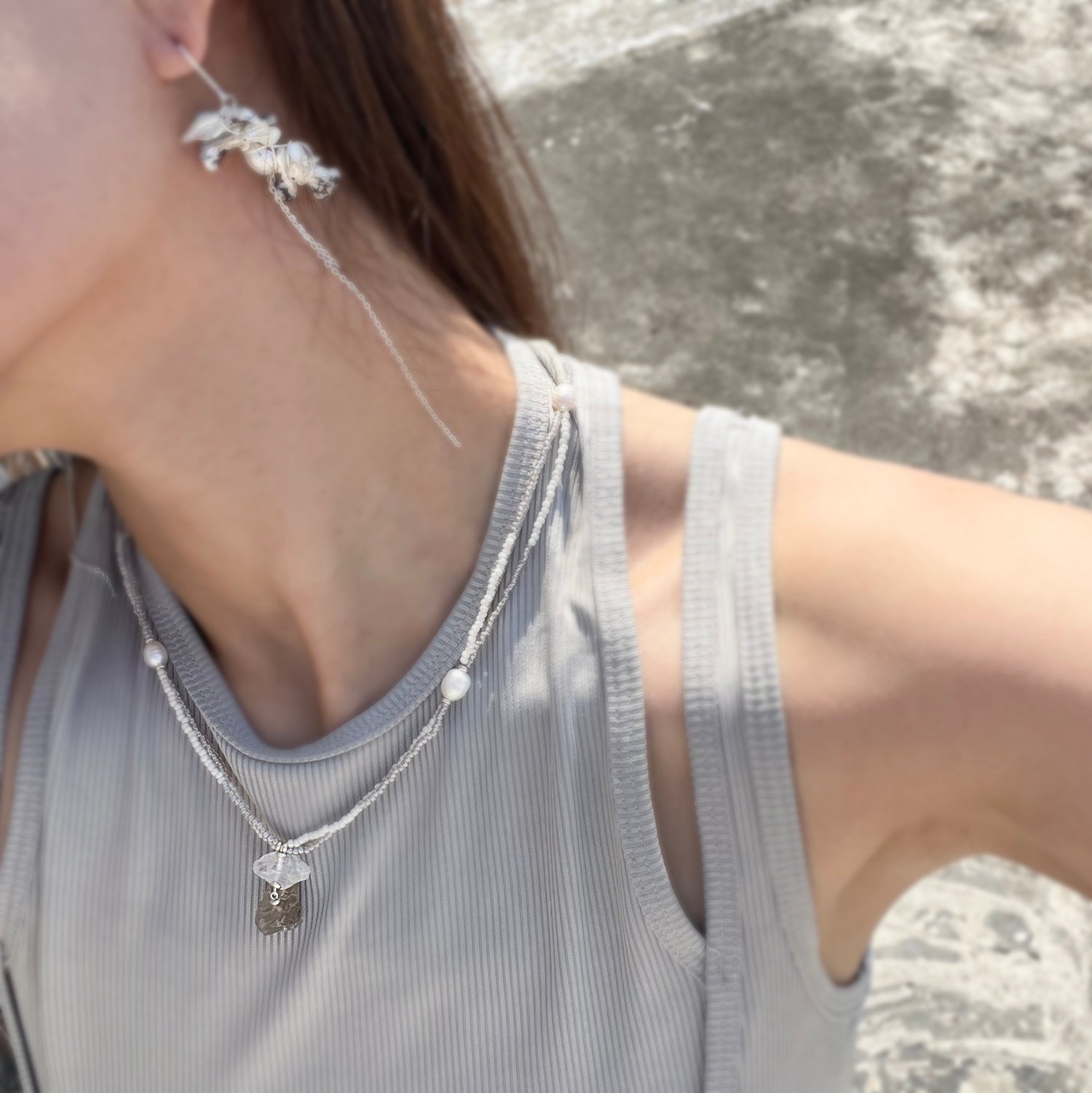 Avalanche Rose Beaded Fresh Water Pearl Healing Crystal Rough Stone 14k Gold Plated Handmade Necklace for That Women