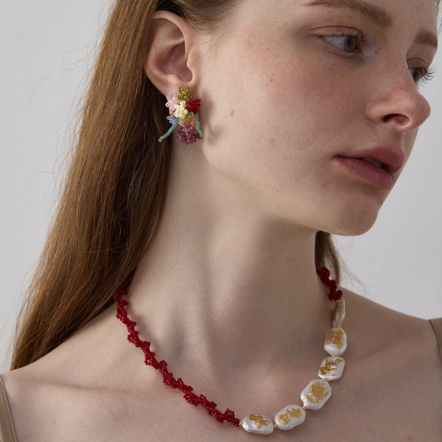 Handcrafted Beaded Jewelry Featuring Baroque Square Pearls Coated with Gold/Silver Foil Meticulously Crafted for a Luxurious Finish Jewelry for Women Girls.