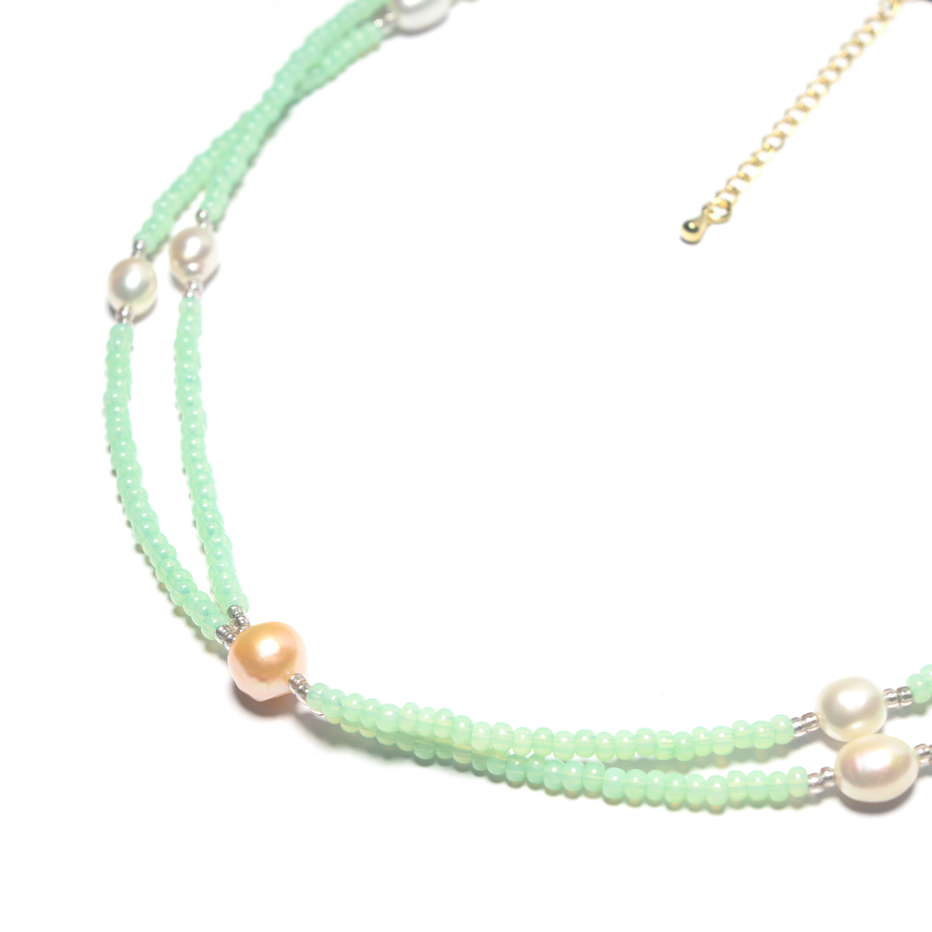 Handmade Beaded Colorful Beading with Fresh Water Pearls Double Necklace, Chic Young Jewelry