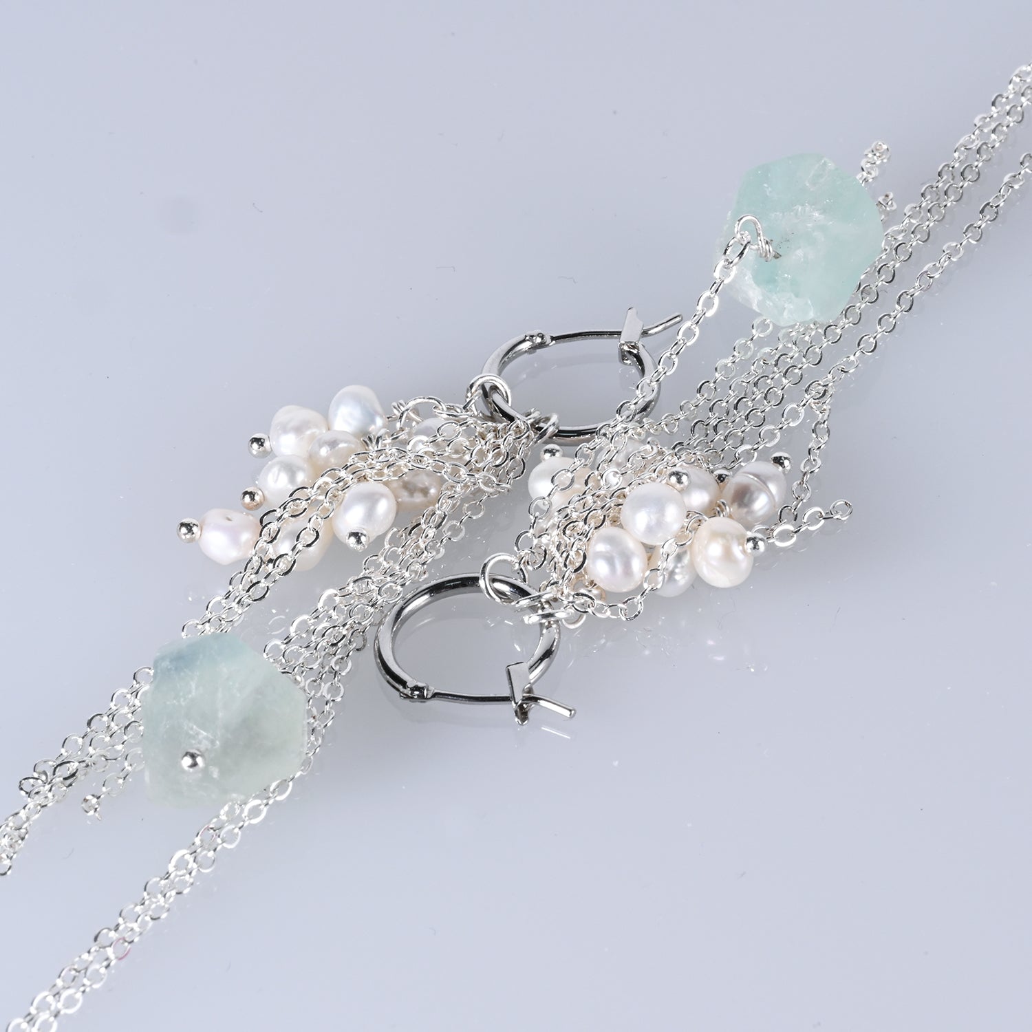 Crystal with Freshwater Pearl 14k Gold Plated 925 Silver Earrings