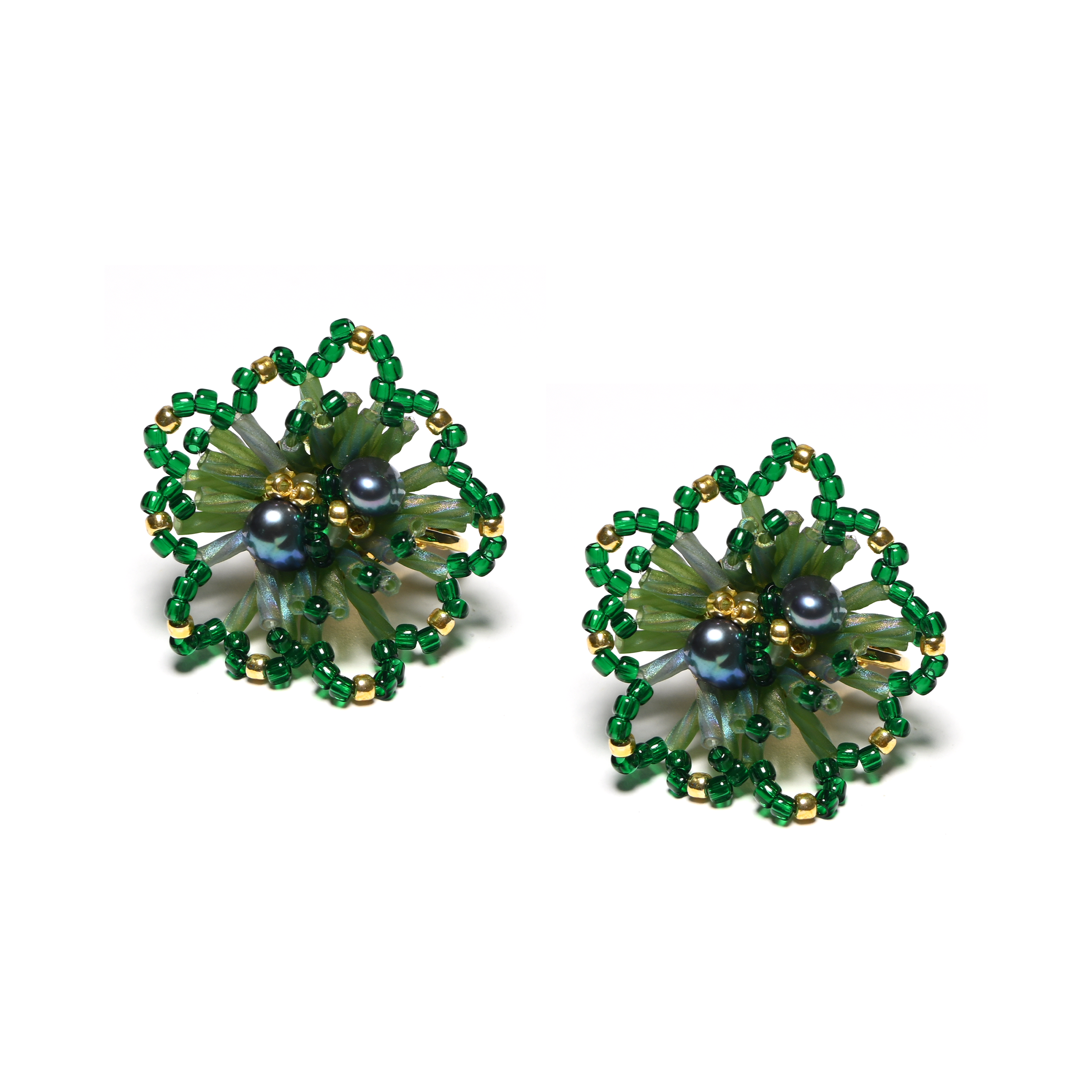 Beaded Larkspur Shaped Earrings 14K Gold 925 Silver Handmade Earring, “Flowers” for Women, The Gift That Never Fades.