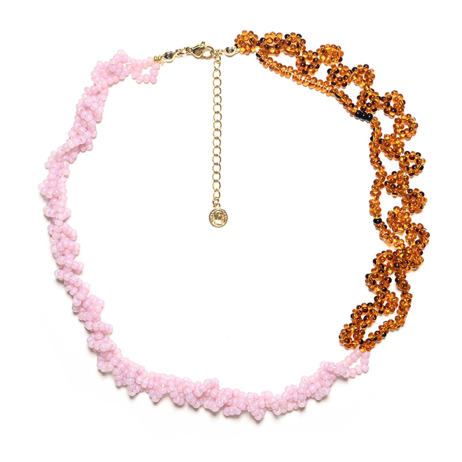 Amber Eyes Handmade Beaded Pink Matching Amber Heavy Industry Complex Women Necklace