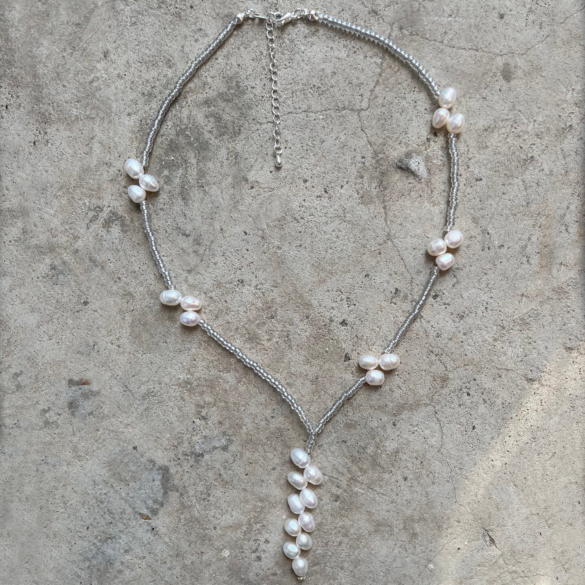 When Pearls Become Flowers, Silver Plated Handmade Pearl Millet Necklace, Jewelry for Lady.