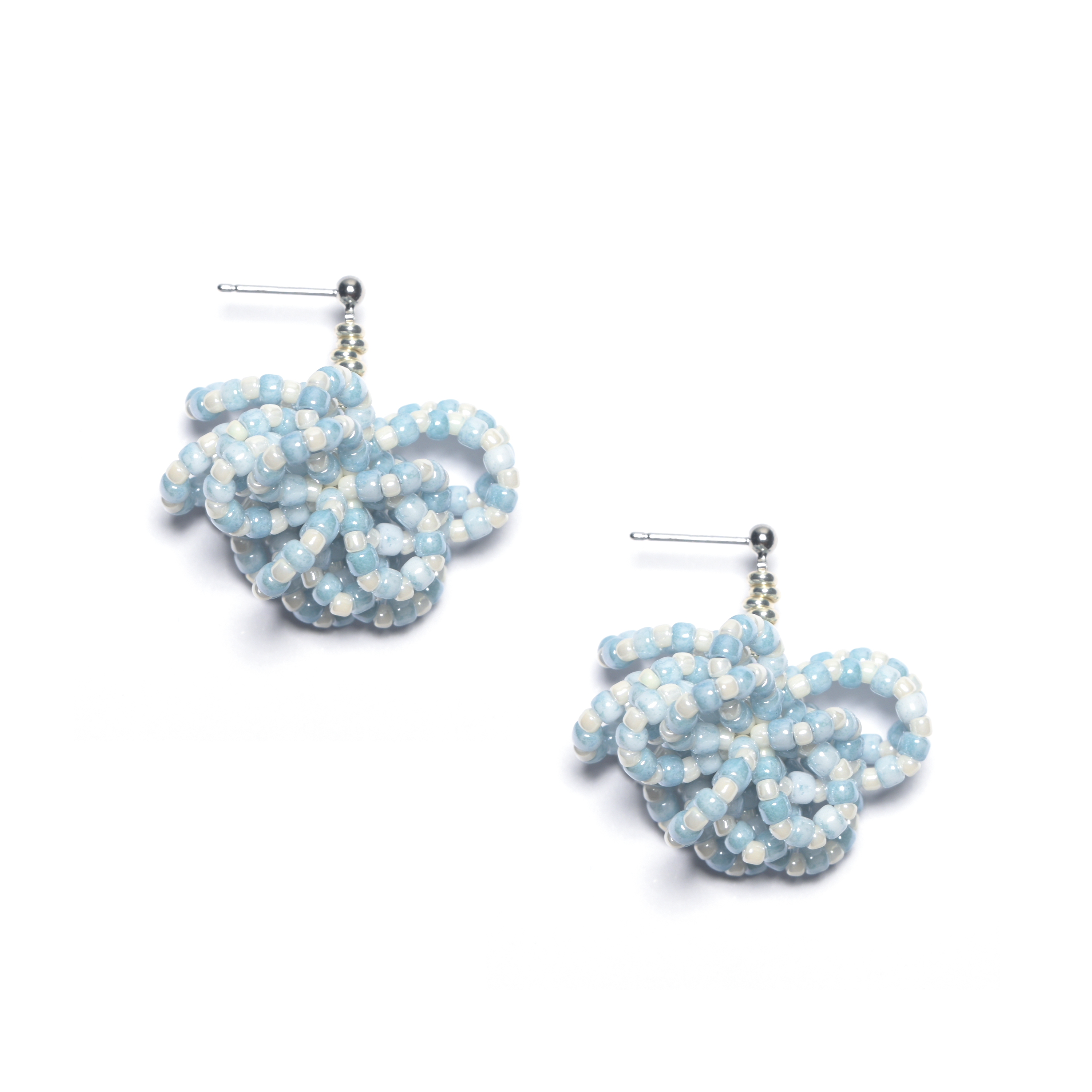 Iris Blue Raspberry Shape Beaded 925 Silver Handmade Earring, Endless Energic Chic Gift for That Girl