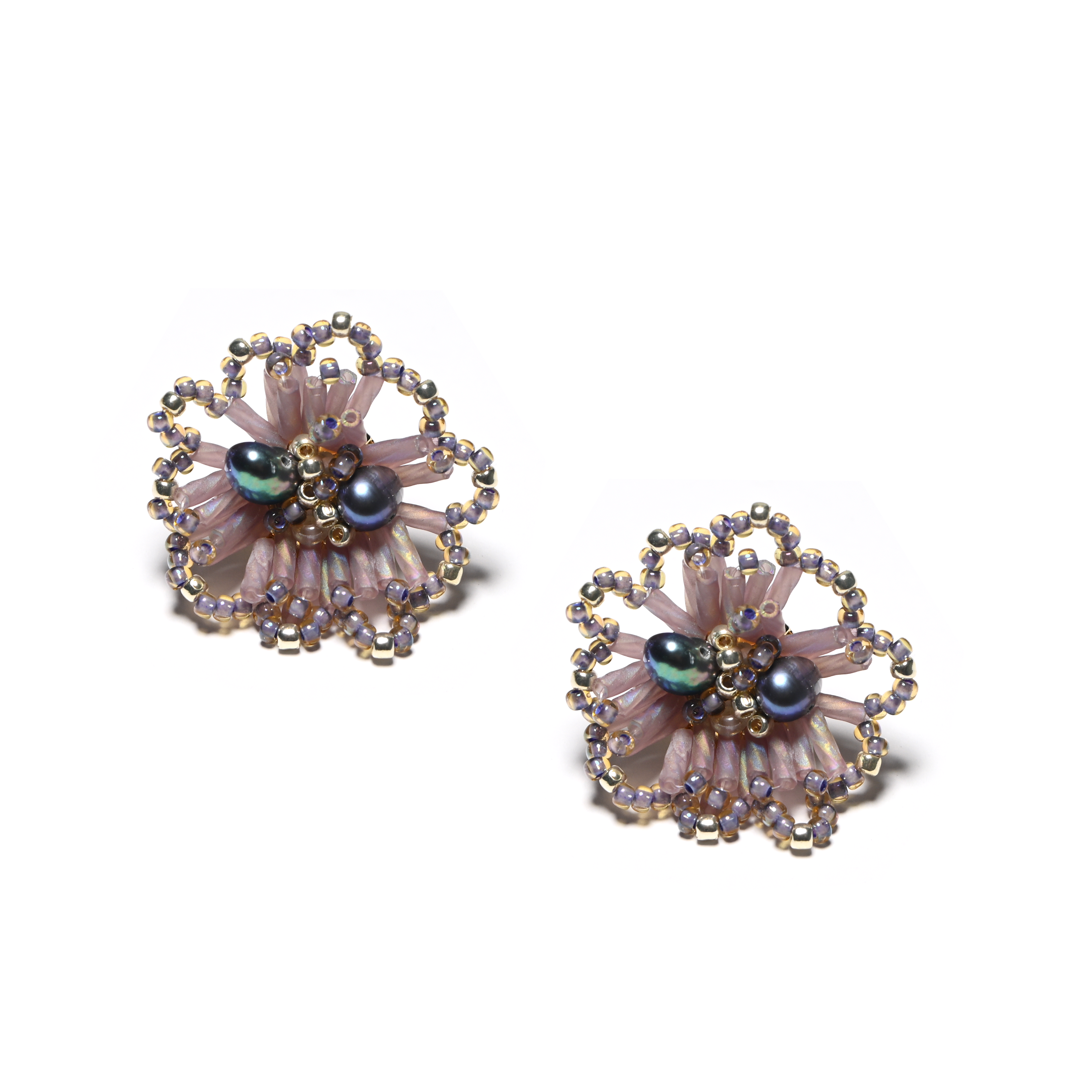 Beaded Larkspur Shaped Earrings 14K Gold 925 Silver Handmade Earring, “Flowers” for Women, The Gift That Never Fades.